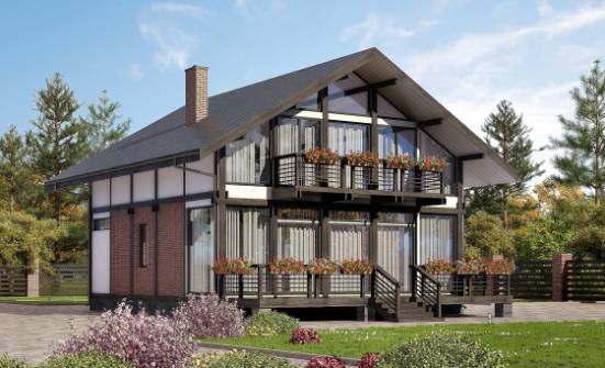 170-007-П Проект двухэтажного дома с мансардой, уютный загородный дом из дерева Алдан | Проекты домов от House Expert