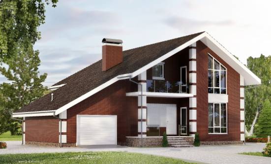 180-001-Л Проект двухэтажного дома с мансардой и гаражом, небольшой домик из твинблока Нерюнгри | Проекты домов от House Expert