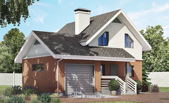 120-002-Л Проект двухэтажного дома с мансардой и гаражом, красивый дом из бризолита Алдан | Проекты домов от House Expert