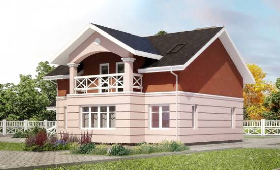 155-009-Л Проект двухэтажного дома с мансардным этажом, скромный дом из блока Алдан | Проекты домов от House Expert