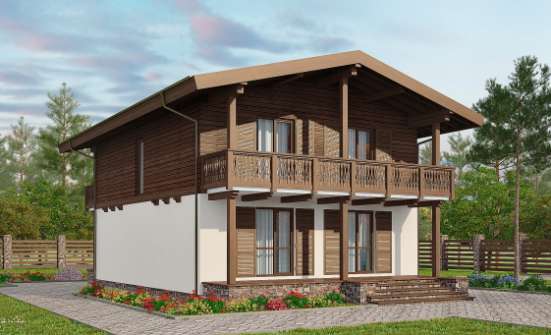 150-016-Л Проект двухэтажного дома с мансардным этажом, простой домик из теплоблока Алдан | Проекты домов от House Expert