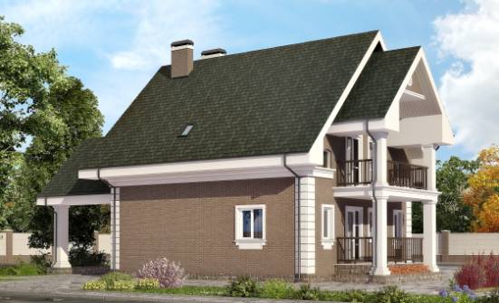 140-003-П Проект двухэтажного дома мансардой, гараж, красивый домик из керамзитобетонных блоков Нерюнгри | Проекты домов от House Expert
