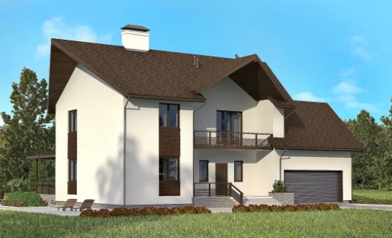 300-002-П Проект двухэтажного дома с мансардой, гараж, классический коттедж из керамзитобетонных блоков Ленск | Проекты домов от House Expert