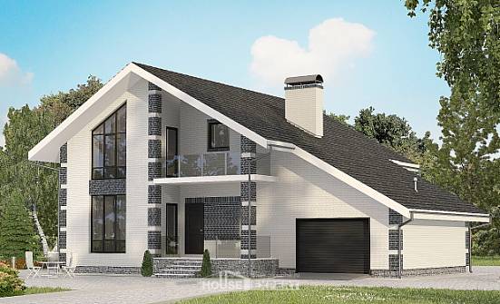 180-001-П Проект двухэтажного дома мансардный этаж и гаражом, компактный домик из арболита Нерюнгри | Проекты домов от House Expert