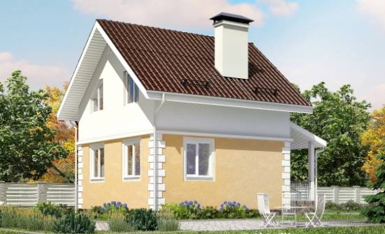 070-002-П Проект двухэтажного дома с мансардным этажом, уютный домик из теплоблока Ленск | Проекты домов от House Expert