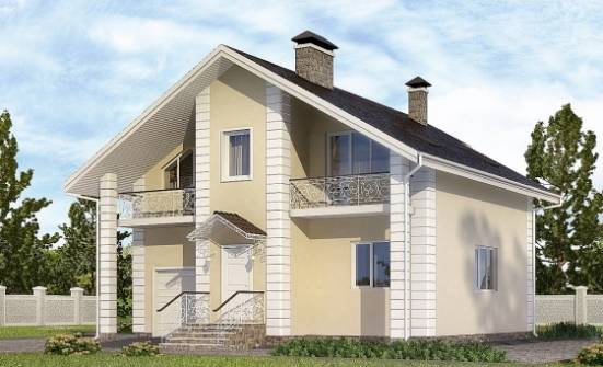 150-002-Л Проект двухэтажного дома мансардный этаж, гараж, бюджетный дом из керамзитобетонных блоков Мирный | Проекты домов от House Expert