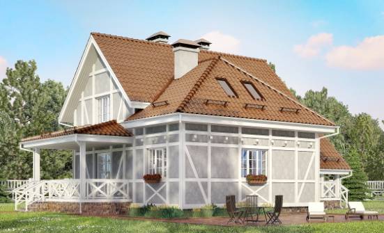 160-003-Л Проект двухэтажного дома мансардой, уютный домик из теплоблока Алдан | Проекты домов от House Expert