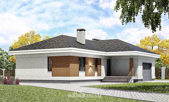 165-001-П Проект одноэтажного дома и гаражом, компактный коттедж из керамзитобетонных блоков Мирный | Проекты домов от House Expert