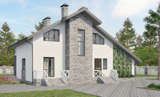 180-017-Л Проект двухэтажного дома с мансардой, гараж, средний загородный дом из пеноблока Ленск | Проекты домов от House Expert