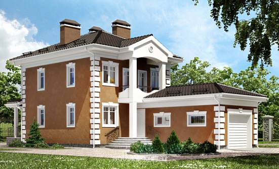 150-006-П Проект двухэтажного дома и гаражом, уютный домик из теплоблока Нерюнгри | Проекты домов от House Expert