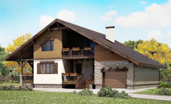 220-005-П Проект двухэтажного дома с мансардой и гаражом, средний загородный дом из кирпича Алдан | Проекты домов от House Expert