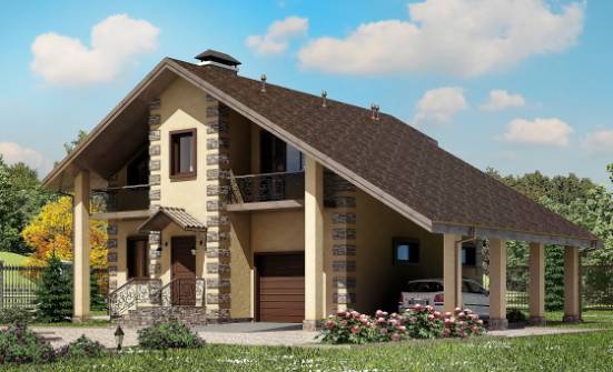 150-003-П Проект двухэтажного дома мансардой, гараж, простой коттедж из твинблока Якутск | Проекты домов от House Expert
