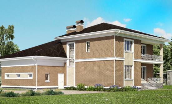 335-002-П Проект двухэтажного дома и гаражом, просторный коттедж из кирпича Мирный | Проекты домов от House Expert