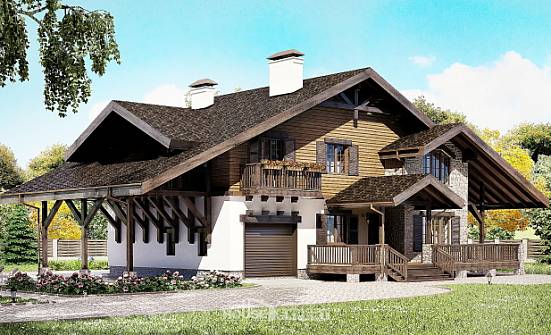 270-001-Л Проект двухэтажного дома мансардой, гараж, красивый коттедж из кирпича Ленск | Проекты домов от House Expert