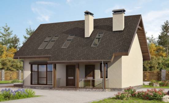 155-012-Л Проект двухэтажного дома мансардой, небольшой коттедж из пеноблока Мирный | Проекты домов от House Expert