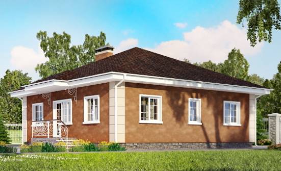 100-001-Л Проект одноэтажного дома, классический коттедж из блока Ленск | Проекты одноэтажных домов от House Expert