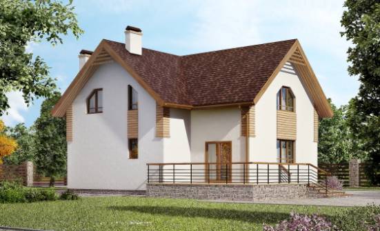 150-009-П  Проект двухэтажного дома с мансардой, красивый коттедж из пеноблока Якутск | Проекты домов от House Expert