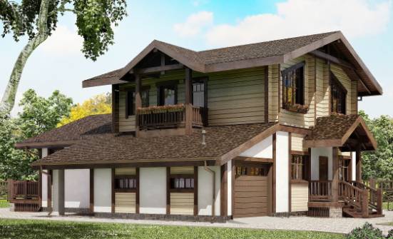 190-004-П Проект двухэтажного дома с мансардой и гаражом, современный домик из твинблока из дерева Мирный | Проекты домов от House Expert