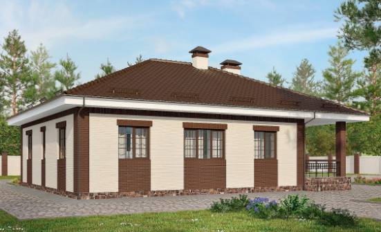 160-015-П Проект одноэтажного дома, гараж, скромный домик из блока Ленск | Проекты одноэтажных домов от House Expert
