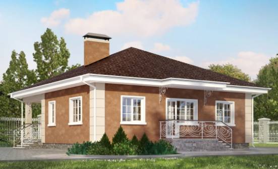 100-001-Л Проект одноэтажного дома, классический коттедж из блока Ленск | Проекты домов от House Expert
