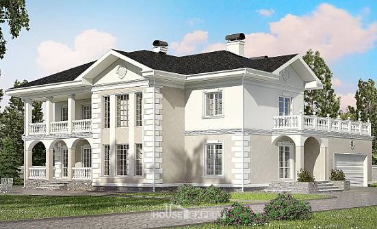 340-002-П Проект двухэтажного дома и гаражом, классический загородный дом из кирпича Ленск | Проекты домов от House Expert