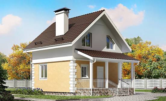 070-002-П Проект двухэтажного дома с мансардным этажом, уютный домик из теплоблока Ленск | Проекты домов от House Expert