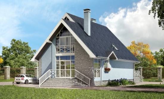 170-003-П Проект двухэтажного дома мансардный этаж, экономичный дом из твинблока Ленск | Проекты домов от House Expert