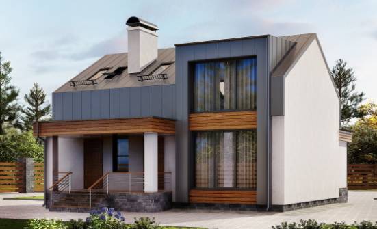 120-004-П Проект двухэтажного дома с мансардой, небольшой загородный дом из теплоблока Мирный | Проекты домов от House Expert