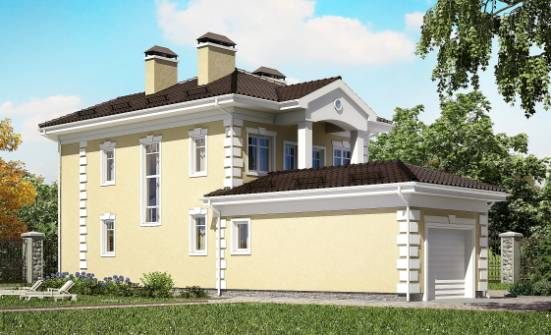 150-006-Л Проект двухэтажного дома и гаражом, красивый загородный дом из бризолита Якутск | Проекты домов от House Expert