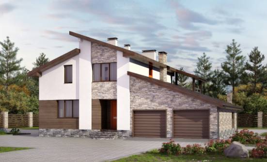 240-004-П Проект двухэтажного дома с мансардой, гараж, современный загородный дом из блока Якутск | Проекты домов от House Expert