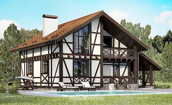 155-002-П Проект двухэтажного дома мансардный этаж, гараж, компактный загородный дом из пеноблока Алдан | Проекты домов от House Expert