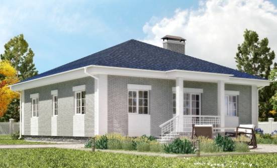 130-002-П Проект одноэтажного дома и гаражом, бюджетный коттедж из арболита Мирный | Проекты домов от House Expert