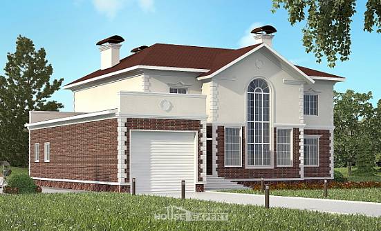 380-001-Л Проект двухэтажного дома и гаражом, огромный загородный дом из кирпича Якутск | Проекты домов от House Expert