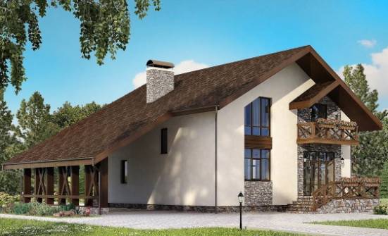 155-007-П Проект двухэтажного дома с мансардным этажом и гаражом, современный домик из твинблока Якутск | Проекты домов от House Expert