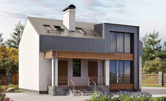 120-004-П Проект двухэтажного дома с мансардой, небольшой загородный дом из теплоблока Мирный | Проекты домов от House Expert