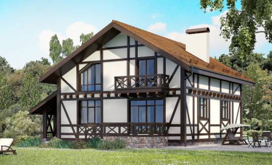 155-002-П Проект двухэтажного дома мансардный этаж, гараж, компактный загородный дом из пеноблока Алдан | Проекты домов от House Expert