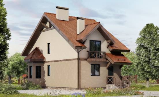 120-003-Л Проект двухэтажного дома мансардой, бюджетный домик из пеноблока Алдан | Проекты домов от House Expert