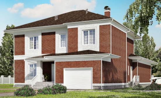 315-001-П Проект двухэтажного дома и гаражом, просторный коттедж из кирпича Ленск | Проекты домов от House Expert