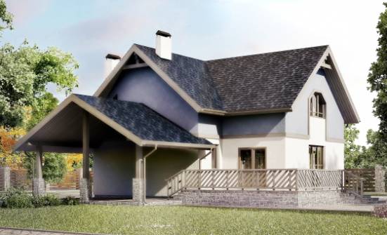 150-011-П Проект двухэтажного дома с мансардным этажом, гараж, простой дом из газобетона Нерюнгри | Проекты домов от House Expert