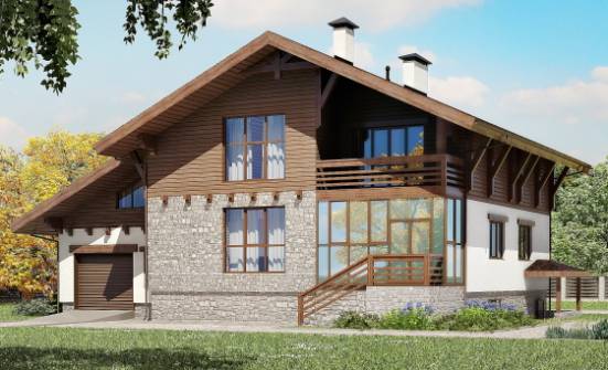 420-001-П Проект трехэтажного дома с мансардным этажом, гараж, уютный домик из кирпича Ленск | Проекты домов от House Expert