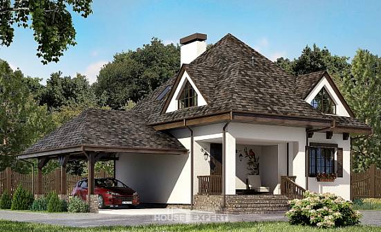 110-002-Л Проект двухэтажного дома с мансардой, гараж, недорогой коттедж из бризолита Ленск | Проекты домов от House Expert