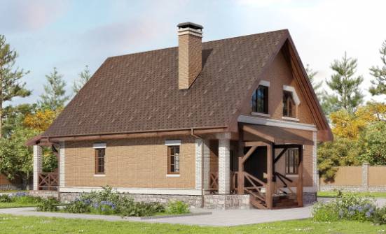 160-011-Л Проект двухэтажного дома с мансардой, красивый коттедж из теплоблока Ленск | Проекты домов от House Expert