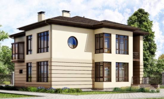 300-006-П Проект двухэтажного дома и гаражом, классический дом из кирпича Мирный | Проекты домов от House Expert