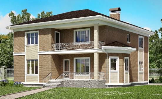 335-002-П Проект двухэтажного дома и гаражом, просторный коттедж из кирпича Мирный | Проекты домов от House Expert