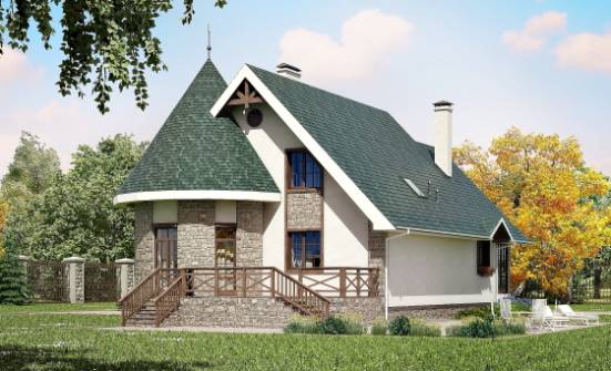 170-003-Л Проект двухэтажного дома мансардой, недорогой загородный дом из блока Ленск | Проекты домов от House Expert