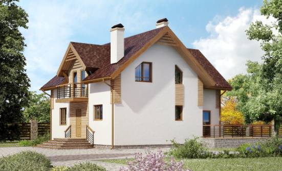 150-009-П  Проект двухэтажного дома с мансардой, красивый коттедж из пеноблока Якутск | Проекты домов от House Expert