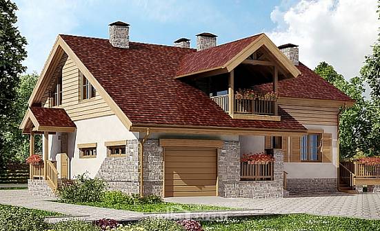 165-002-П Проект двухэтажного дома мансардой, гараж, современный домик из арболита Алдан | Проекты домов от House Expert