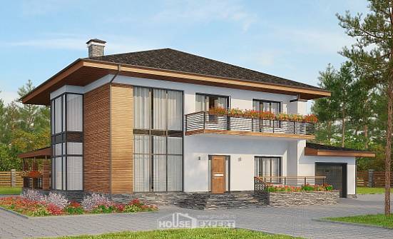 305-001-П Проект двухэтажного дома, гараж, большой загородный дом из бризолита Нерюнгри | Проекты домов от House Expert