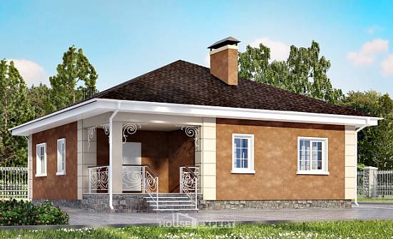100-001-Л Проект одноэтажного дома, классический коттедж из блока Ленск | Проекты домов от House Expert