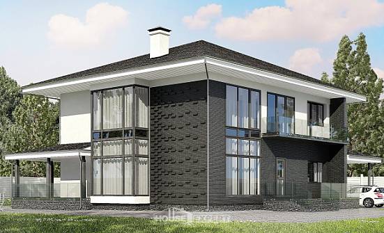 245-002-П Проект двухэтажного дома и гаражом, современный домик из бризолита Нерюнгри | Проекты домов от House Expert